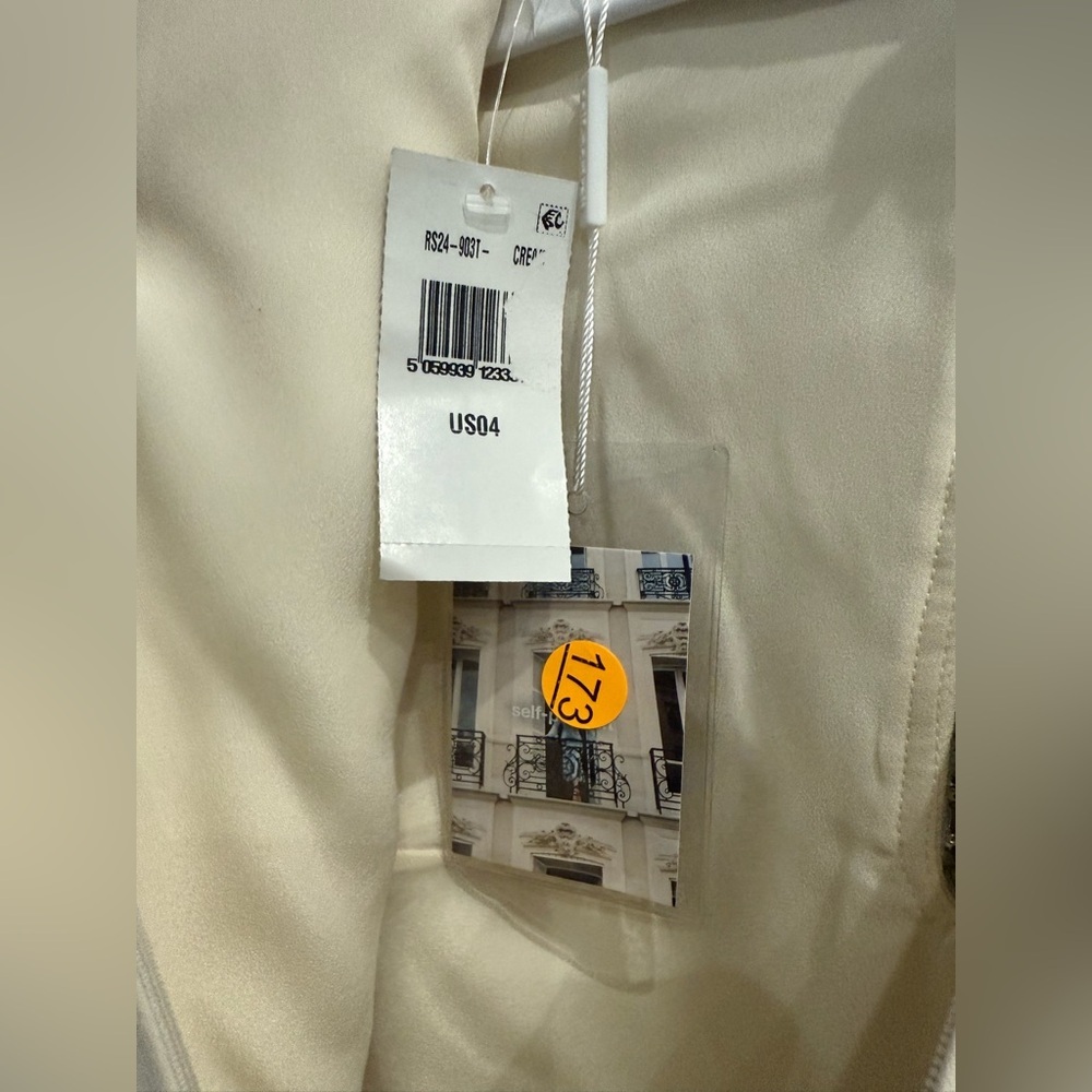 NWT Self-Portrait Embellished Cream White Crepe Blouse Size 4 - Picture 6 of 11